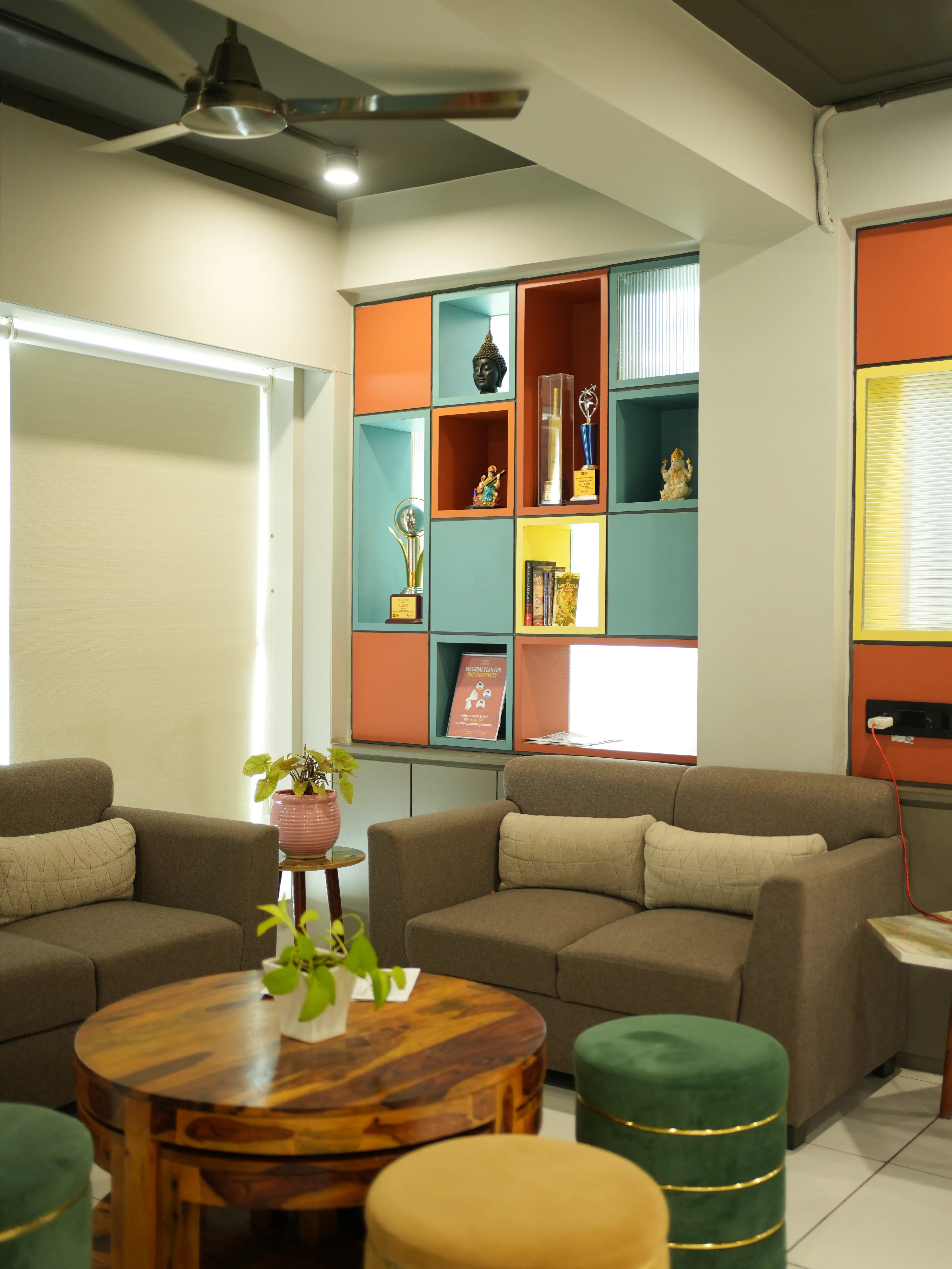 Lounge with shelves at Creware Vaishali Nagar